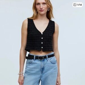 Madewell Basketweave Stitch Vest- Black- XS